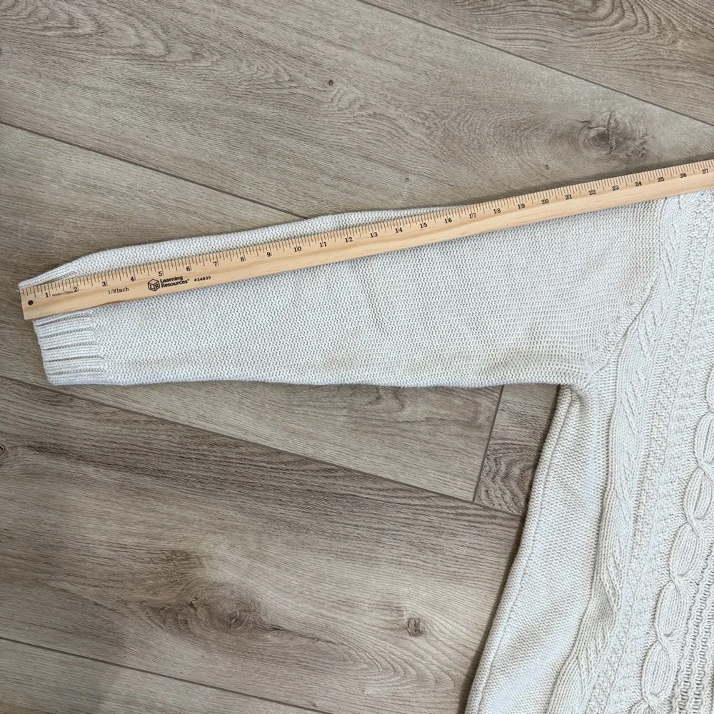 Cotton Unisex Chunky Fisherman Knit Cream Sweater Chaps LG